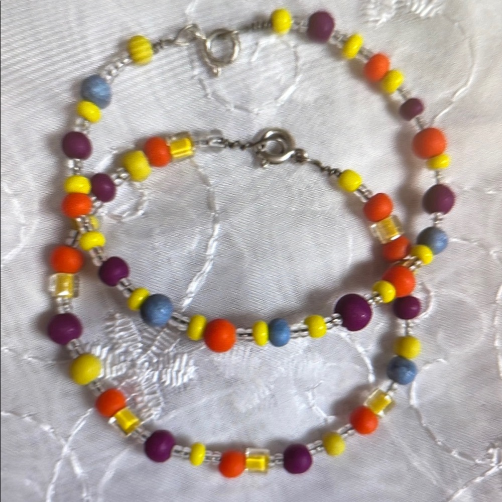 Colorful Beaded Necklace and Bracelet Set